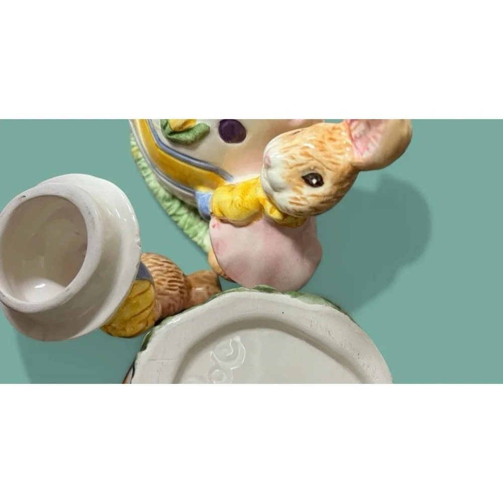 Fitz & Floyd Omnibus‎ Egg-Spress Bunny Rabbit Creamer And Sugar Bowl Spring READ